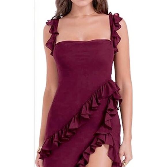 REVOLVE & OLD HOLLYWOOD lovers COMMENSE burgundy dress L - Picture 2 of 3